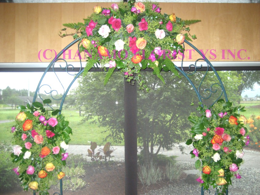 ARCH002 Wedding Arch Flowers with Colourful Roses